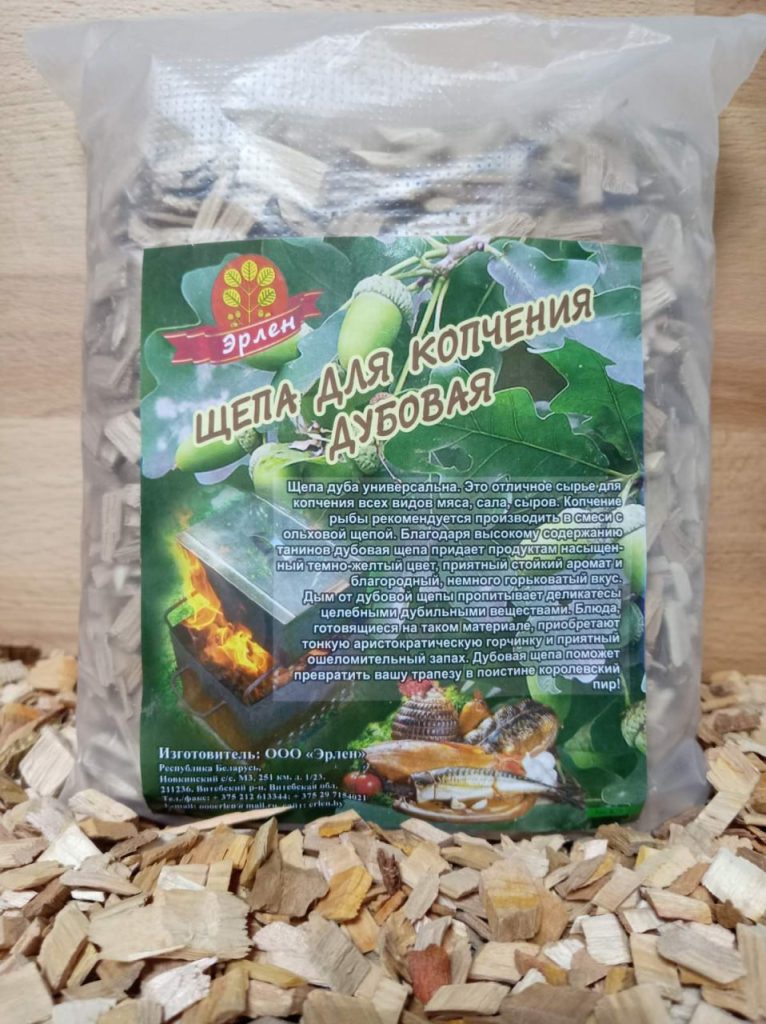 Щепа для копчения дубовая 8-12 мм, упаковка 0,5 кг